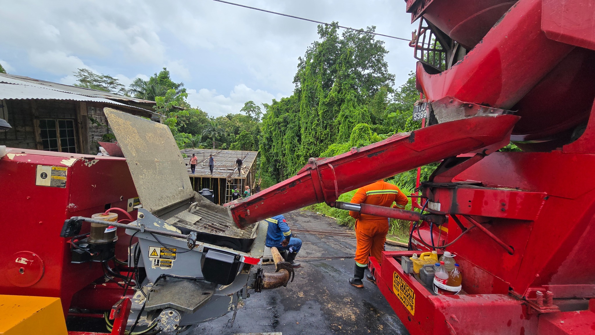Concrete equipment supporting construction of the new church